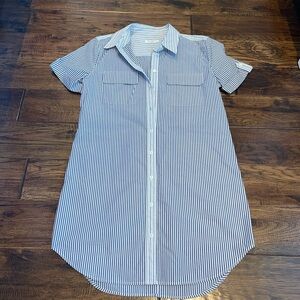 Equipment Blue and White Striped Shirt Dress